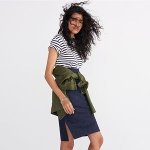 madewell speckled navy pencil skirt